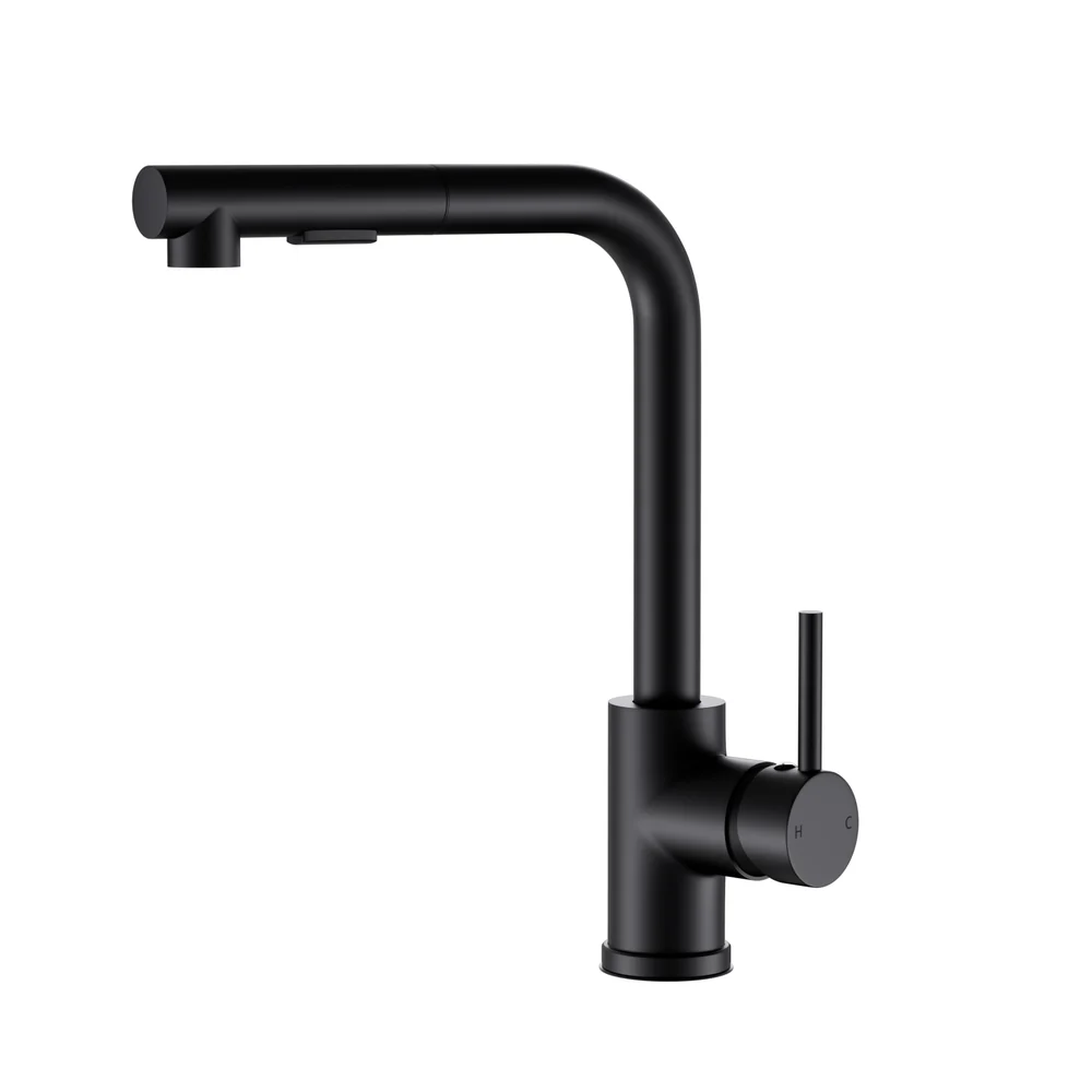 Kitchen Mixer Tap Pull Out Rectangle 2 Mode Sink Basin Faucet Swivel - Black - Nurns