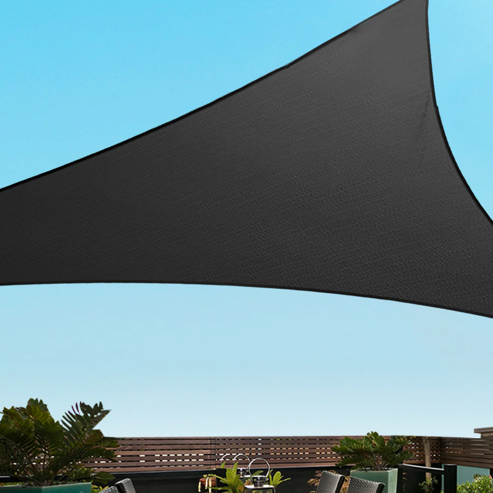 Instahut Shade Sail 5x5x5m Triangle 280GSM 98% Black Shade Cloth - Nurns