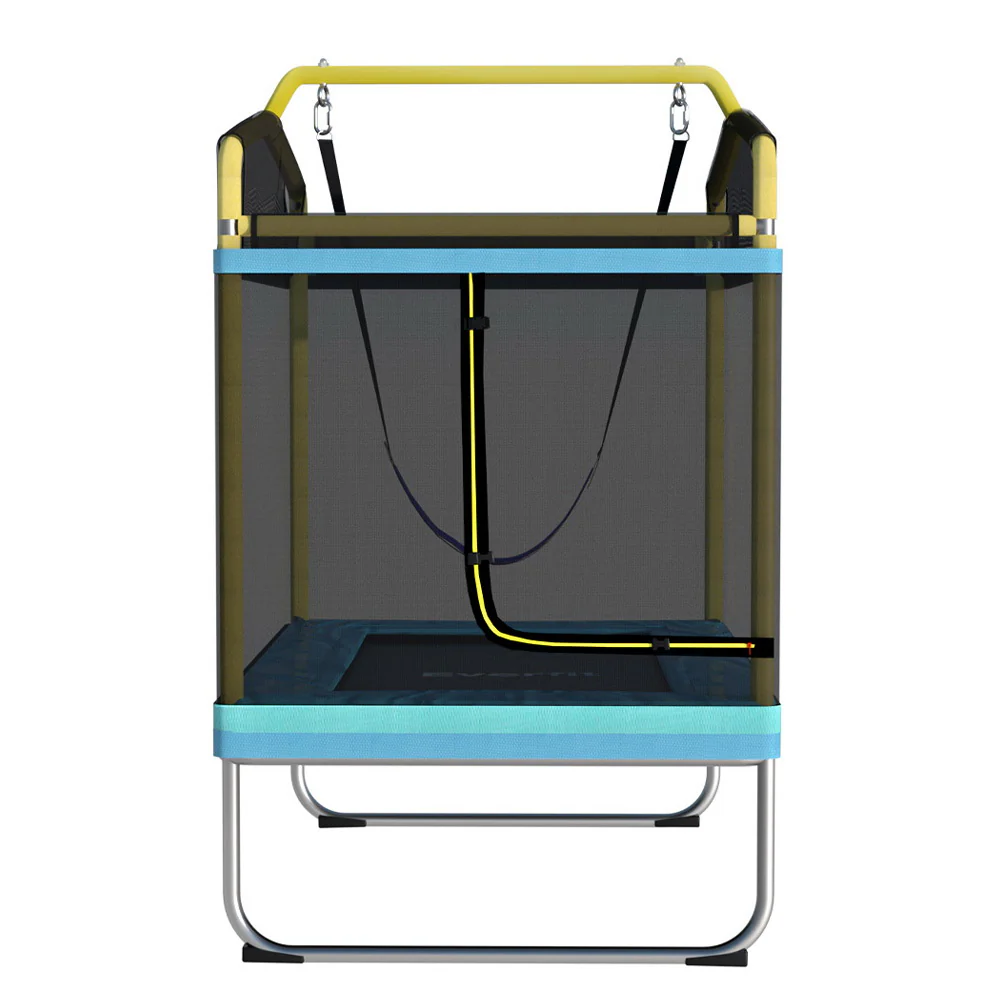 Everfit Trampoline for Kids 6FT with Enclosure Safety Net Swing Rectangle Yellow - Nurns