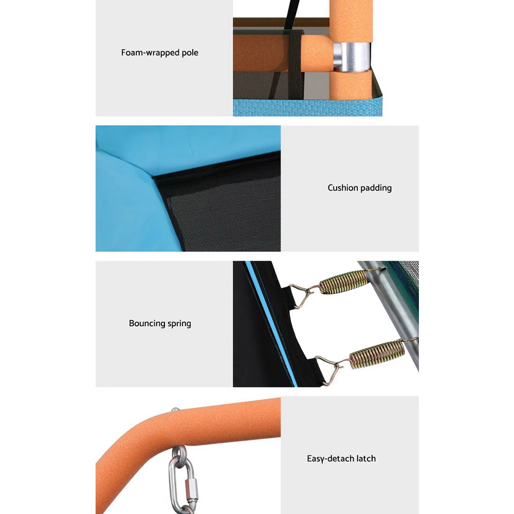 Everfit Trampoline for Kids 6FT Rectangle with Swing Enclosure Safety Net Orange - Nurns