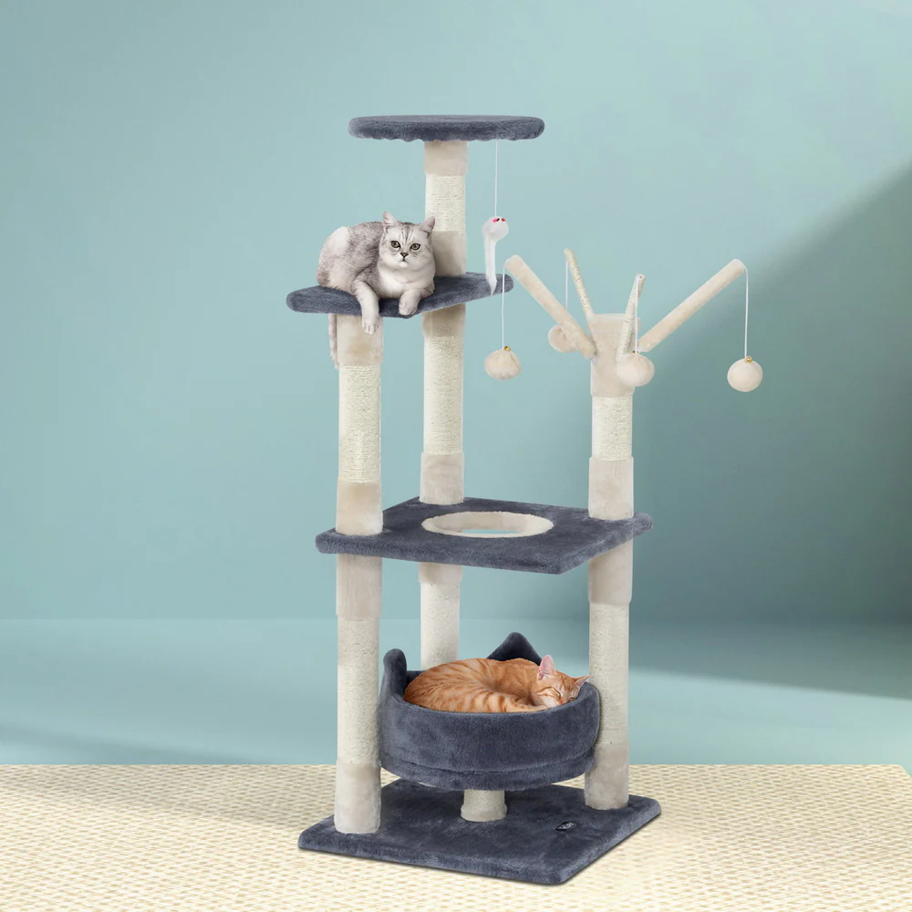 Cat Tree Scratching Post Scratcher Cat Tree Tower Condo House toys 110cm - Grey - Nurns