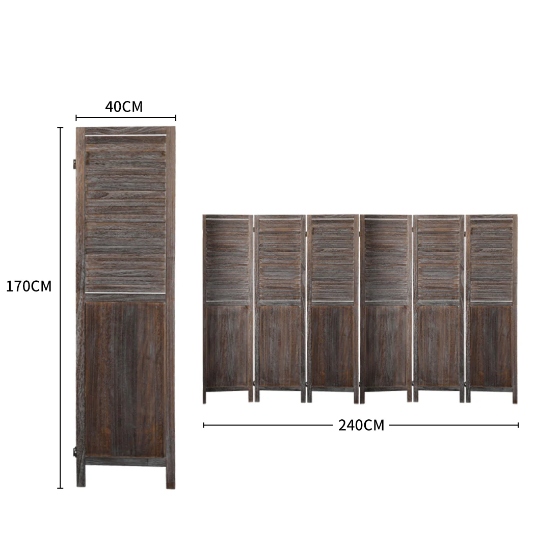6 Panel Partition Room Divider - Brown - Nurns