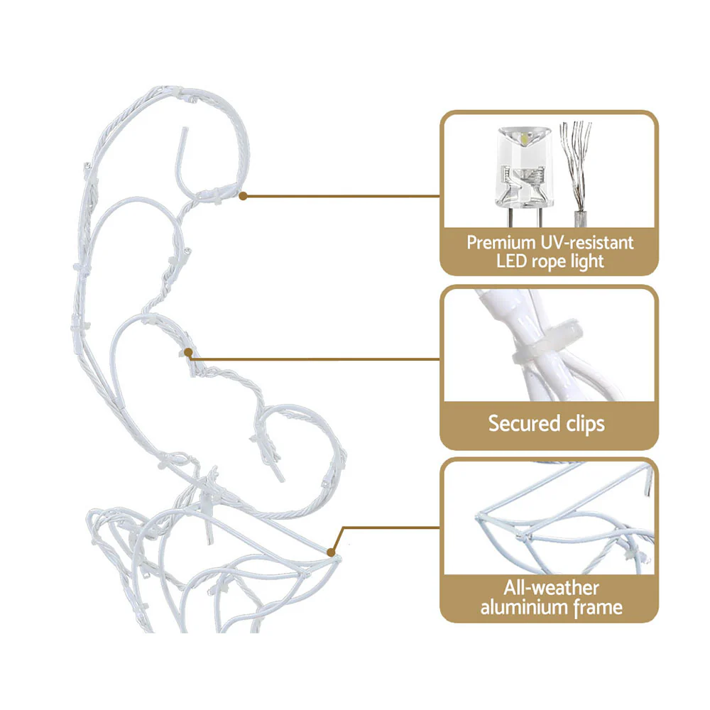 Christmas Lights Reindeer Sleigh 120 LED Decorations - Nurns