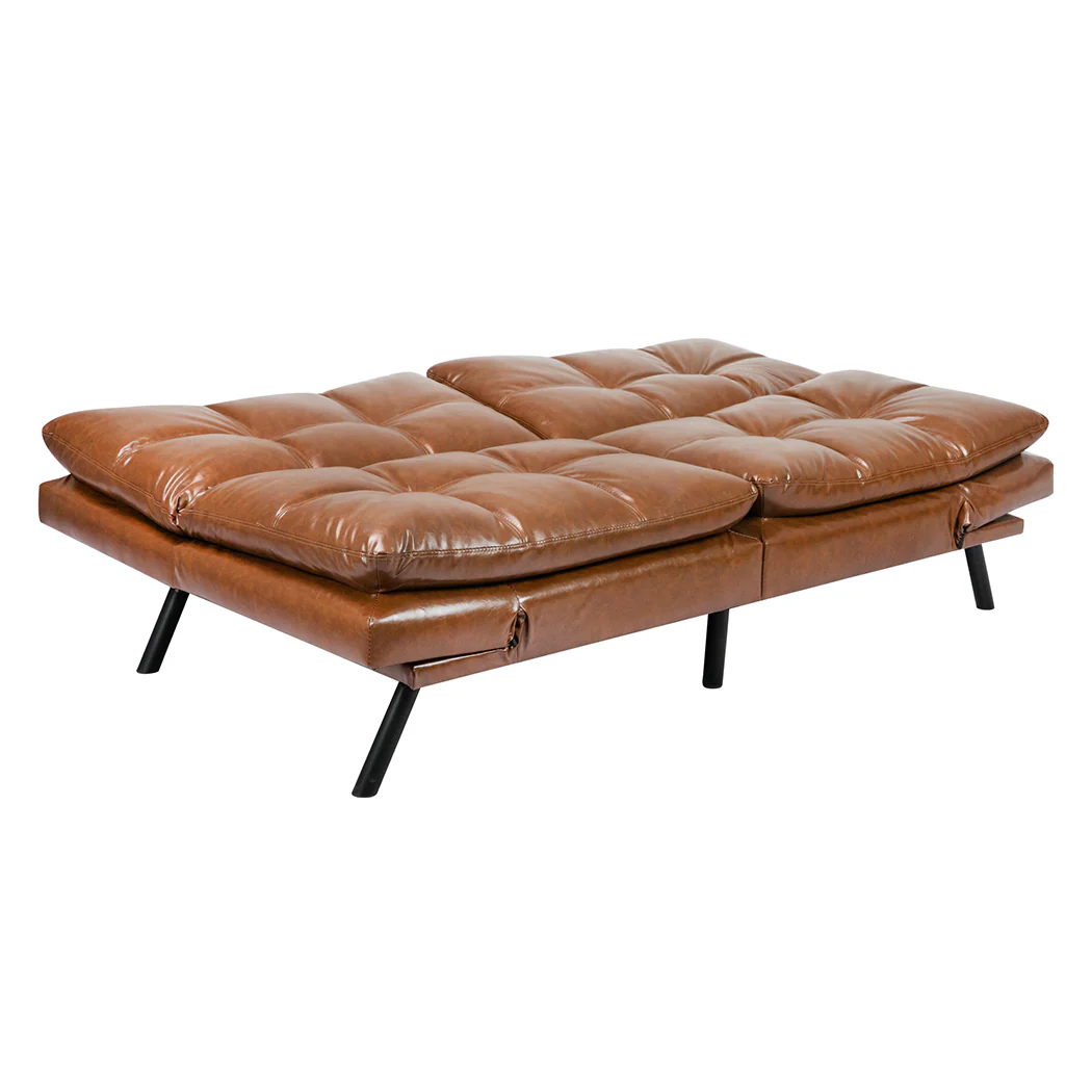 Margot 2-Seater Sofa Bed Futon Recliner Lounge - Brown - Nurns
