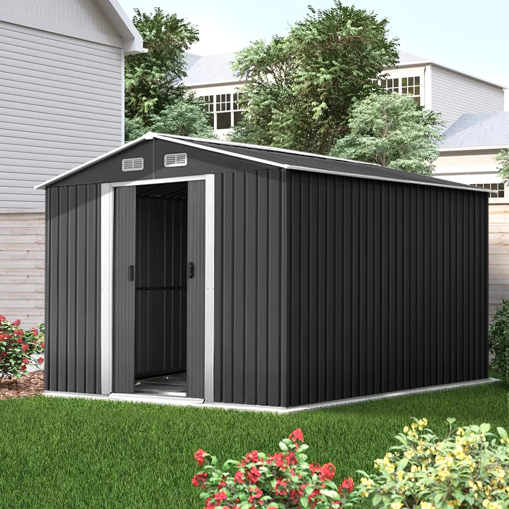 Giantz Garden Shed 2.6x3.9M w/Metal Base Sheds Outdoor Storage Workshop Tool Shelter Sliding Door - Nurns