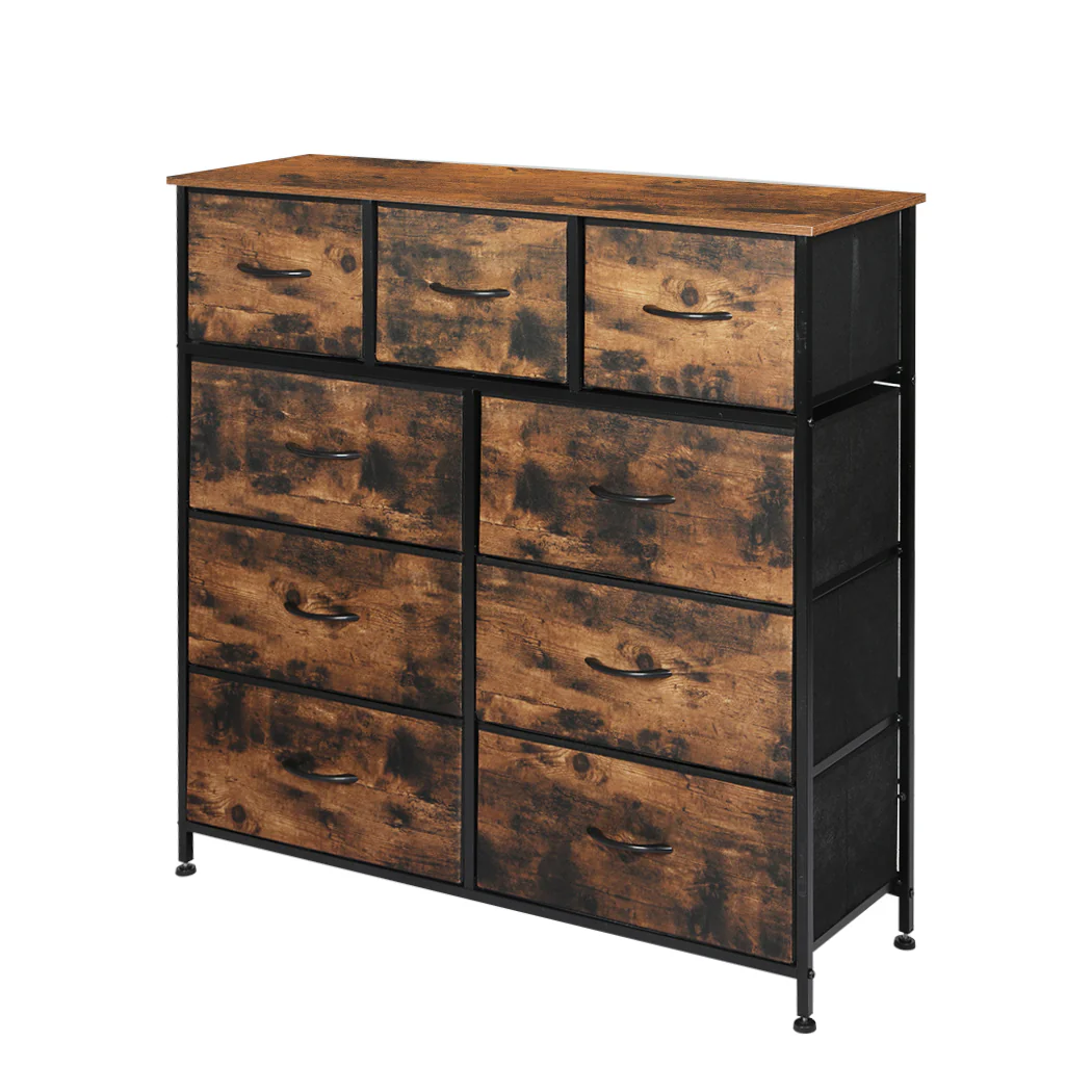Levede Storage Cabinet Tower Chest Brown Fold - Nurns