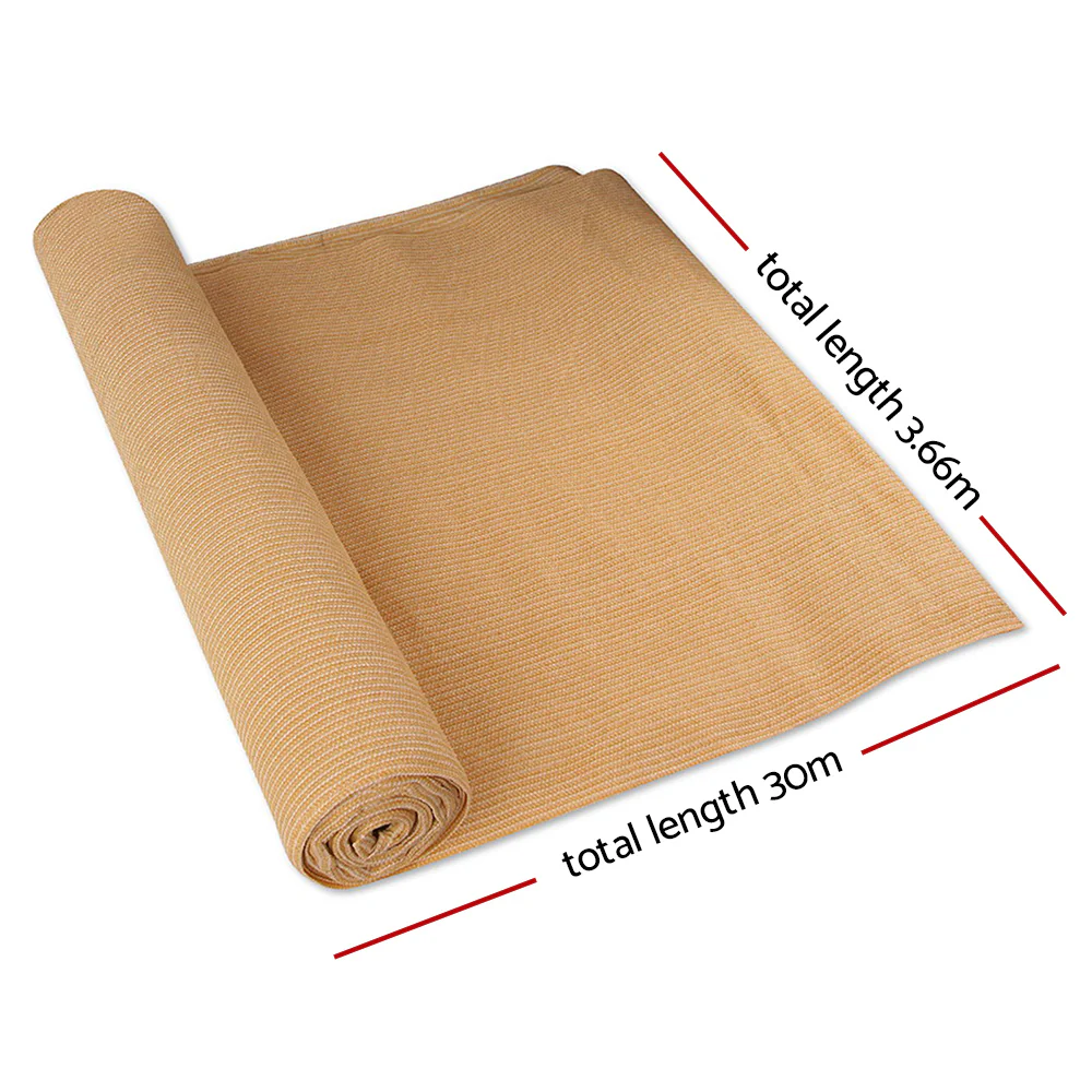 Instahut 90% Shade Cloth 3.66x30m Shade cloth Sail Heavy Duty Beige - Nurns