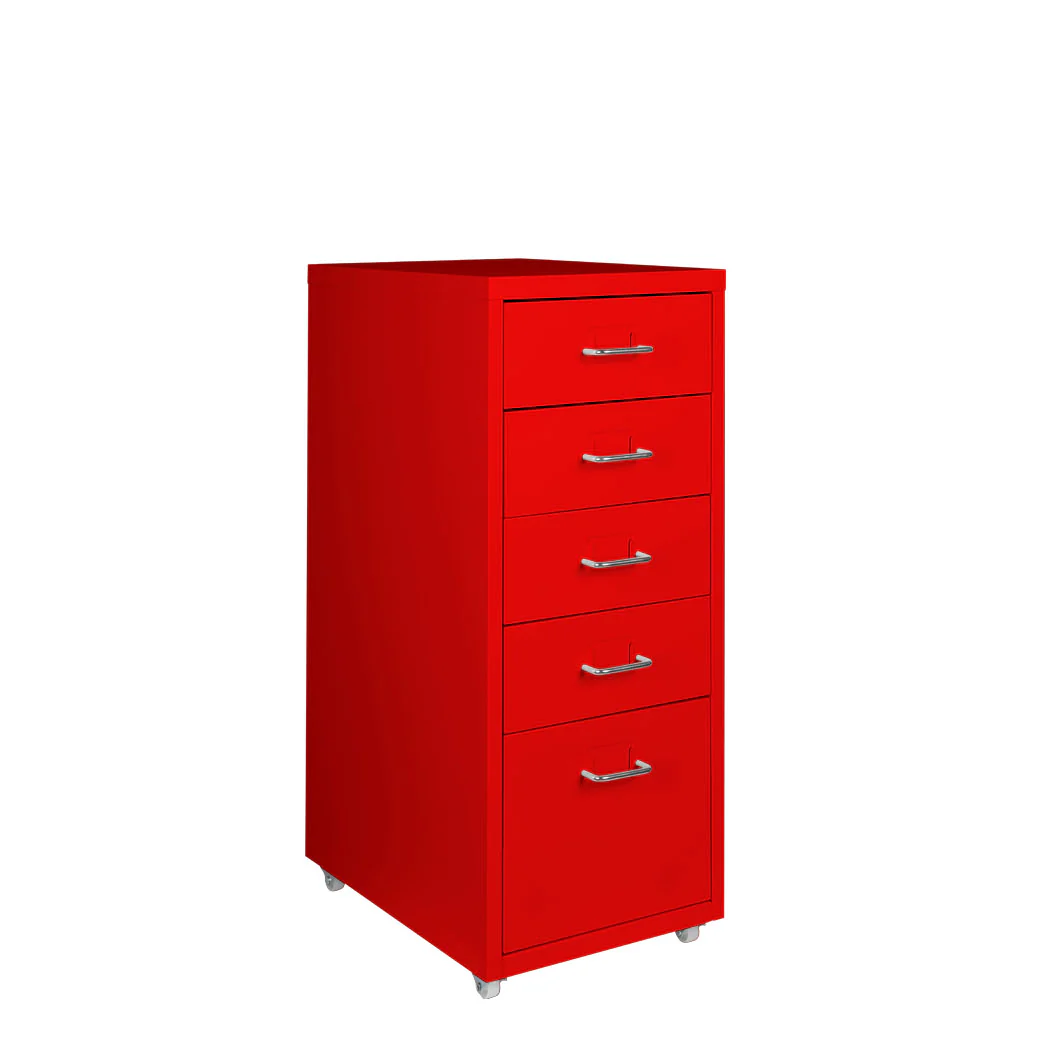 Levede 5 Drawer Office Cabinet Drawers Red - Nurns