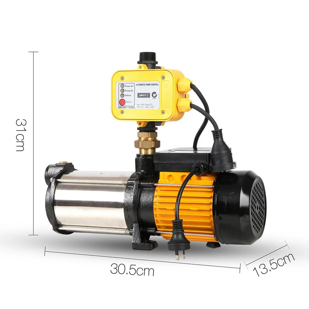 Garden Water Pump High Pressure 2500W 5-Stage Tank Irrigation - Yellow - Nurns