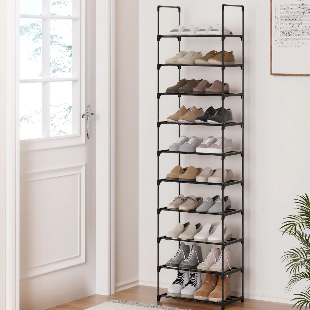 Artiss Shoe Rack DIY Stackable 10-tier Black Dunn - Nurns