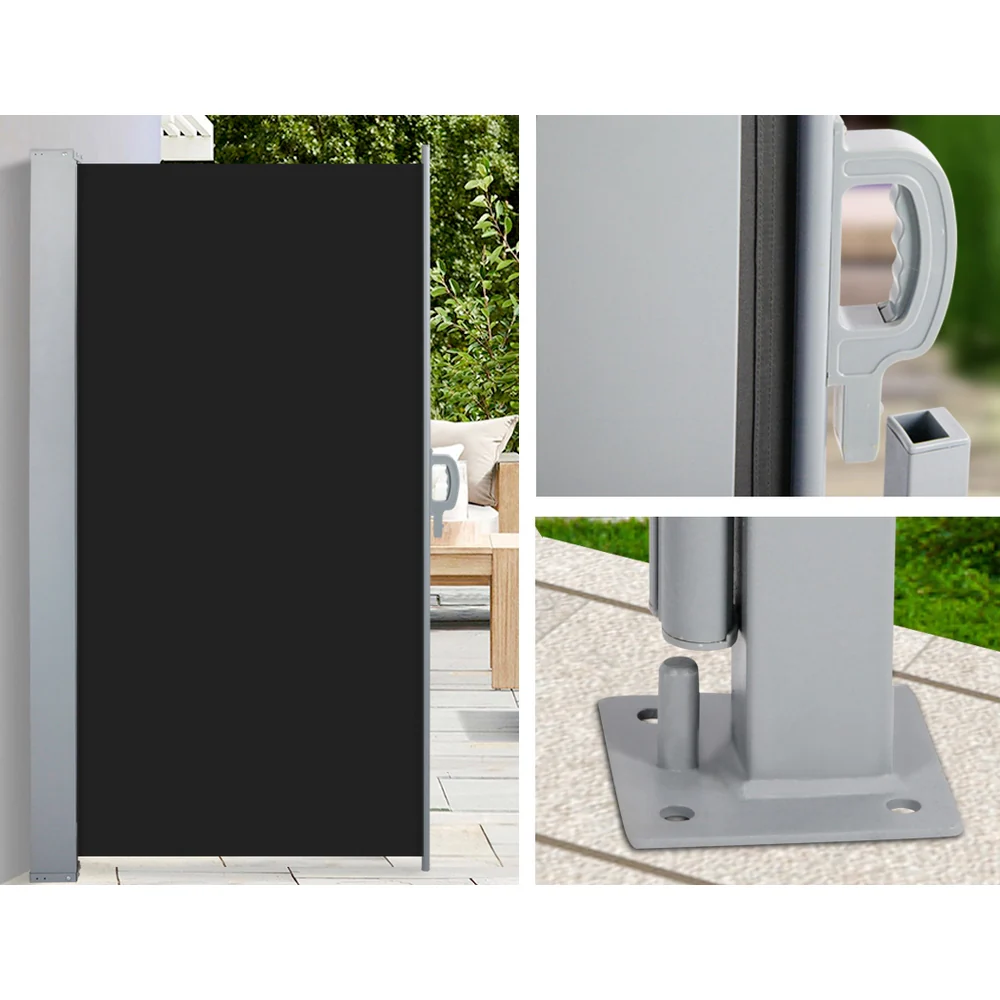 Instahut Side Awning Sun Shade Outdoor Retractable Privacy Screen 2x3M Black - Nurns