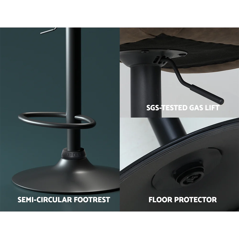 Set of 2 Barcelona Bar Stools Kitchen Stool Chairs Metal Barstool Dining Chair - Brown - Nurns