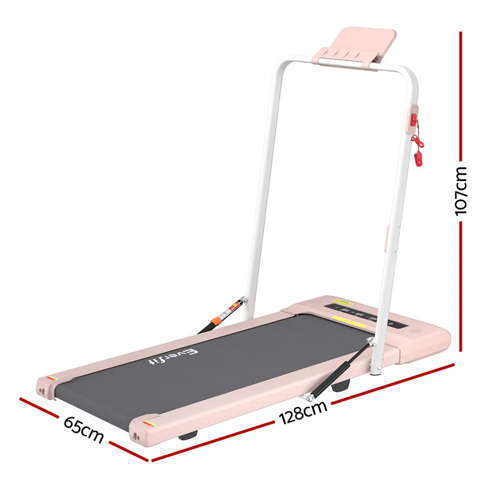 Everfit Treadmill Electric Walking Pad Under Desk Home Gym Fitness 400mm Pink - Nurns