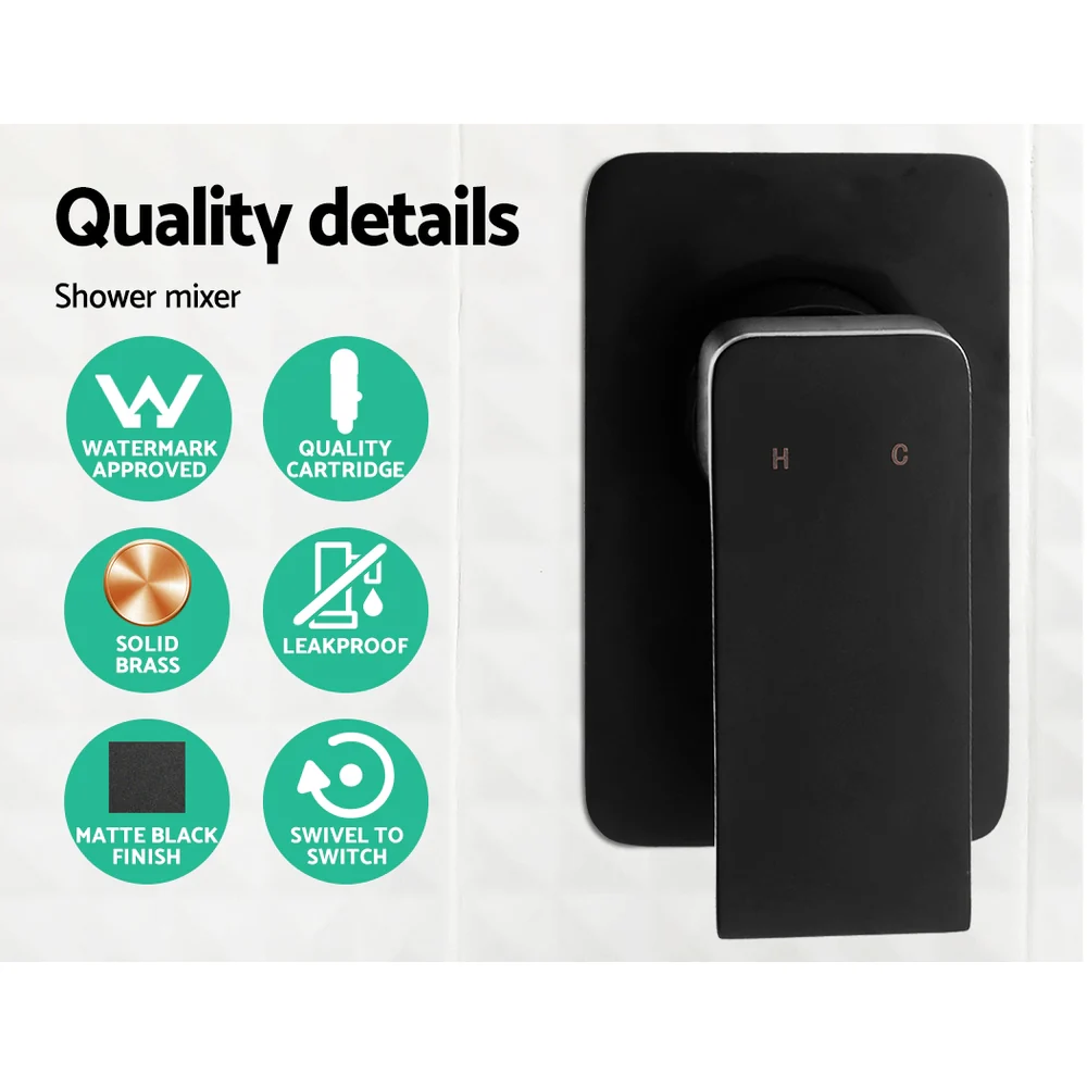 9'' Rain Shower Head Set Handheld Round High Pressure Mixer Tap Black - Nurns