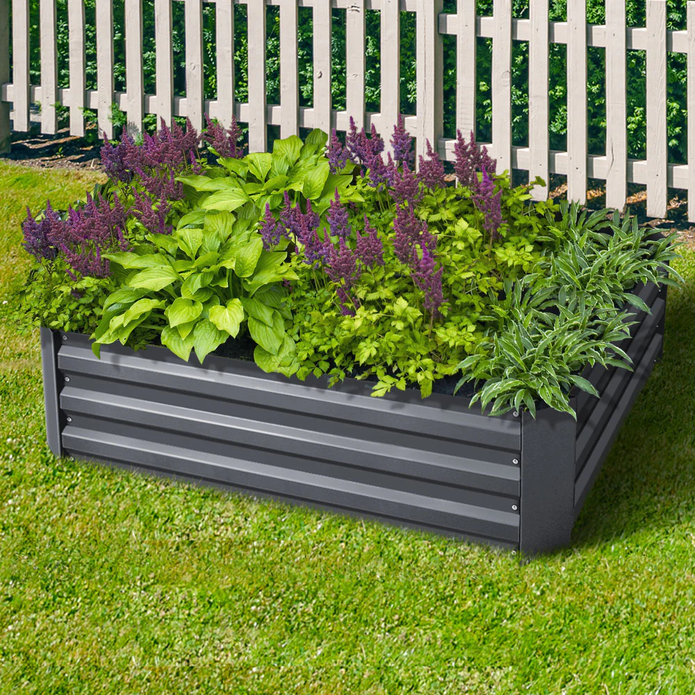 Set of 2 Garden Bed 120x90cm Planter Box Raised Container Galvanised Herb - Nurns