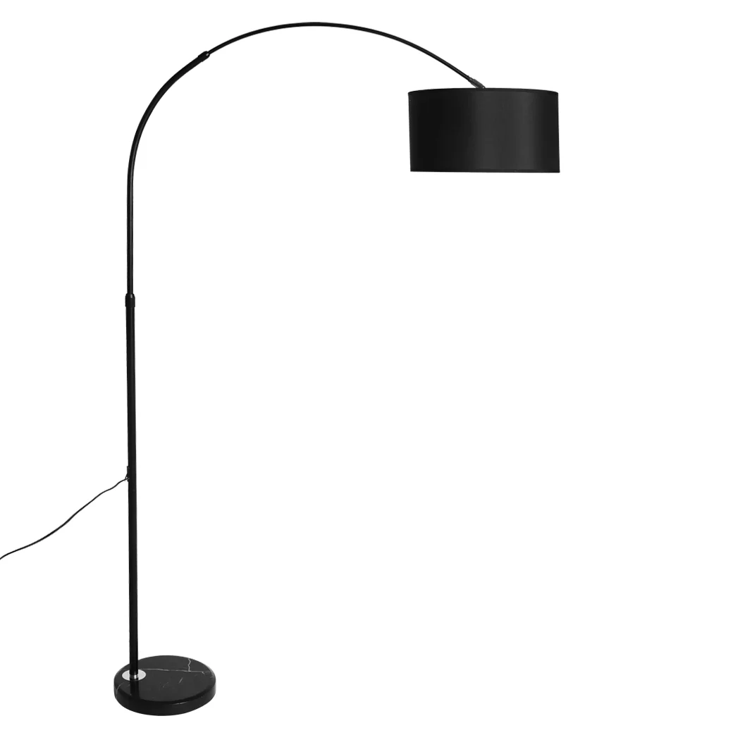 Modern LED Floor Lamp Reading Light Free Standing Height Adjustable Marble Base - Black - Nurns