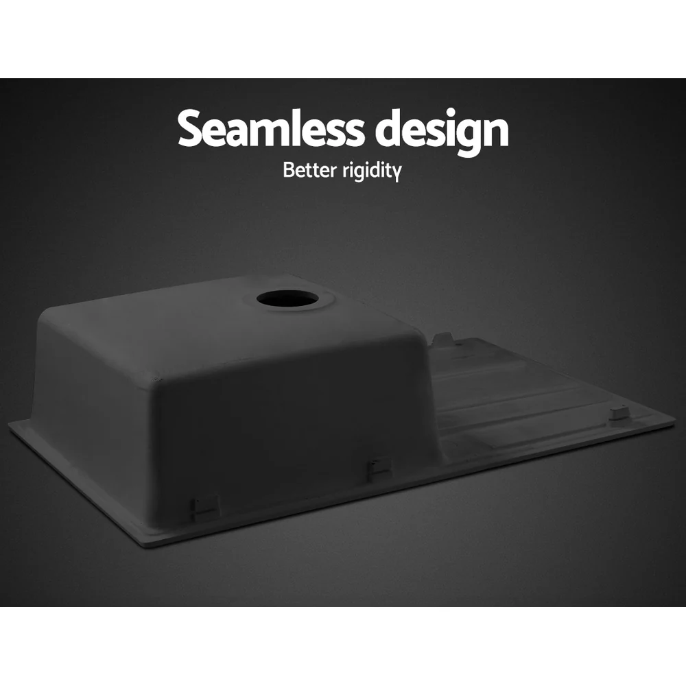 Stone Kitchen Sink 860X500MM Granite Under/Topmount Basin Bowl Laundry Black - Nurns