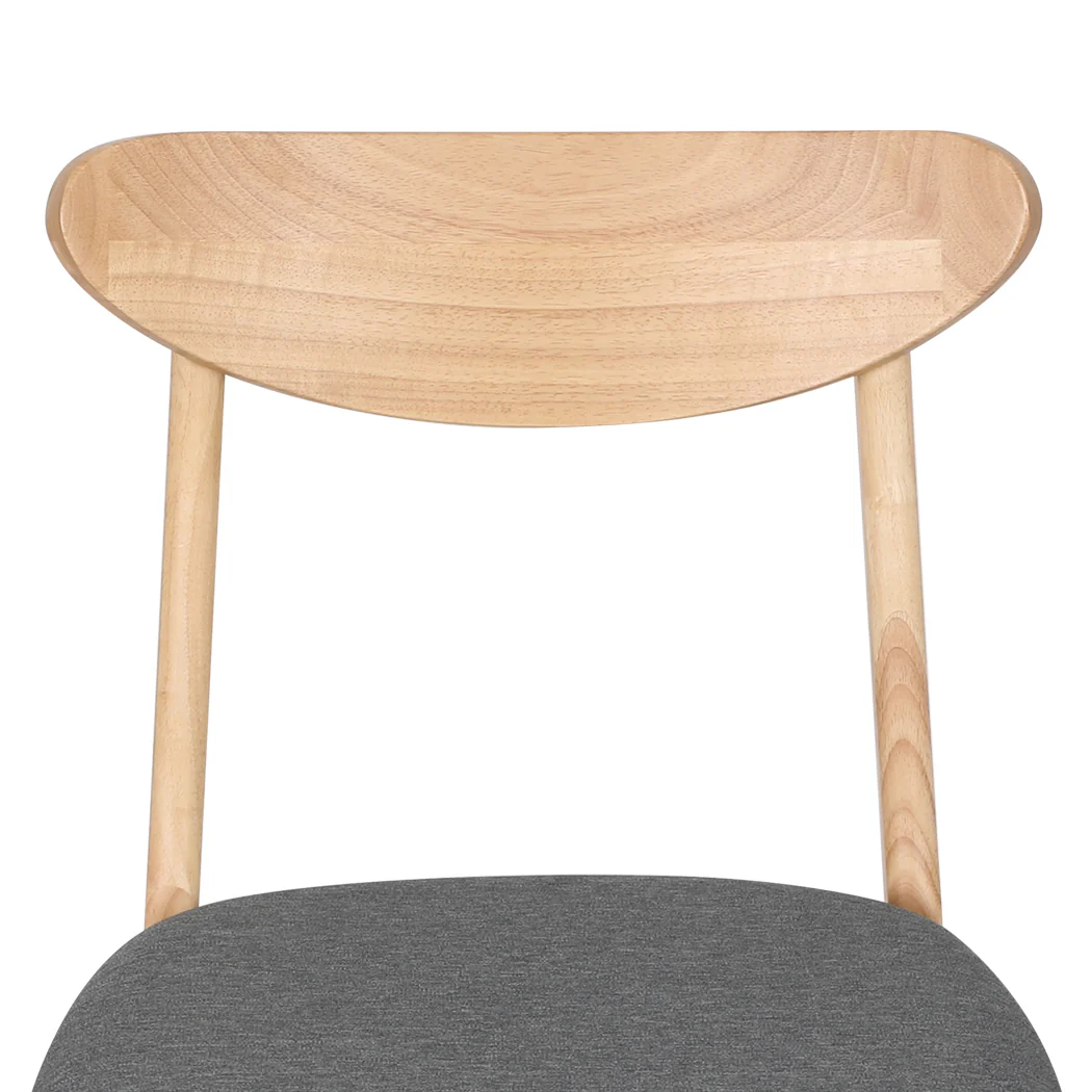 Tate Set of 4 Dining Chairs Kitchen Table Natural Wood Linen Fabric Cafe Lounge - Natural - Nurns