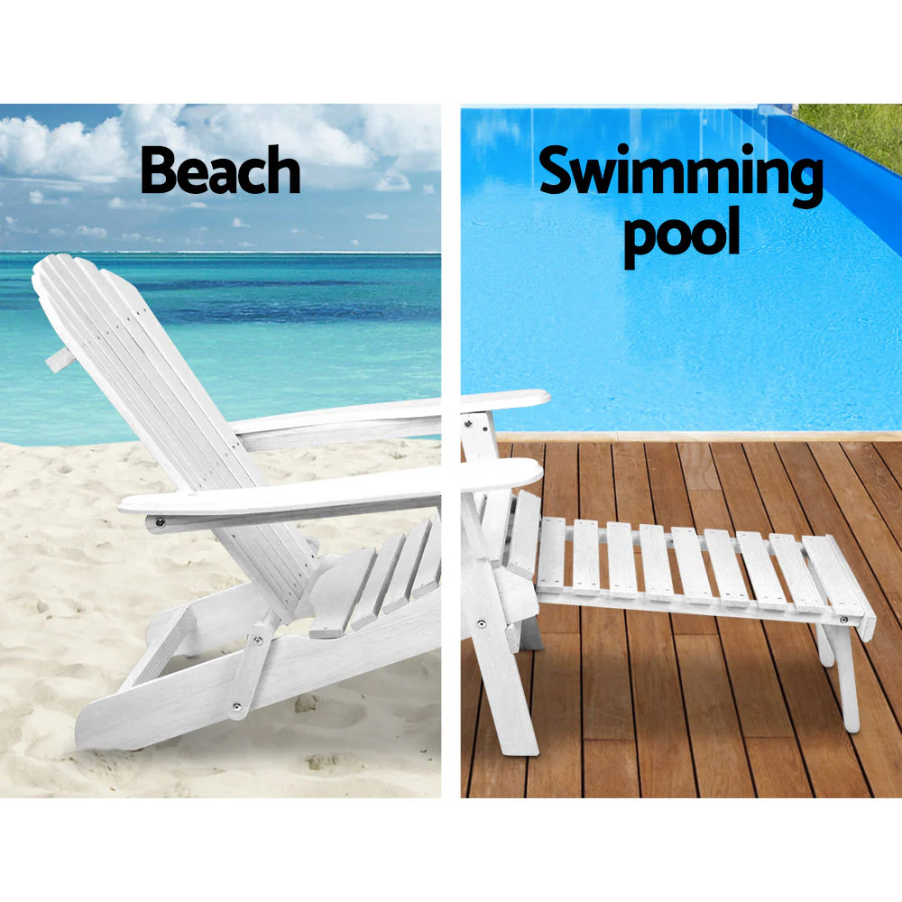 Adirondack Gardeon Sun Lounge Outdoor Chairs Wooden Foldable Patio Furniture - Nurns