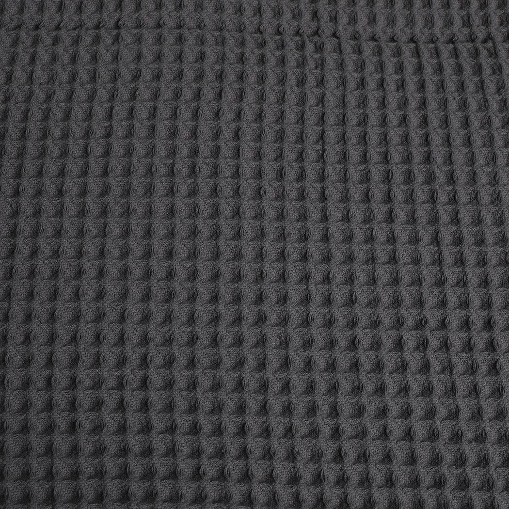Webster Throw Soft Blanket Cotton Waffle Warm Large Sofa Bed Rugs Single - Dark Grey - Nurns