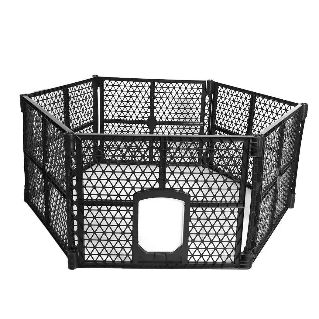 Pet Playpen Foldable Protable Dog Play Pens Plastic Garden Outdoor 6 Panels - Nurns