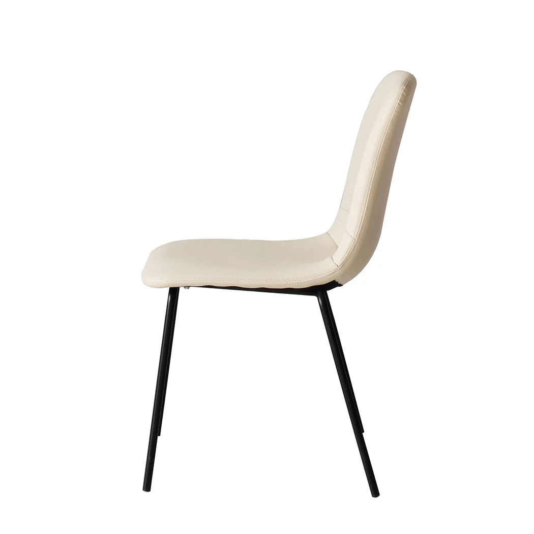 Elspeth Set of 4 Stackable Dining Chairs Kitchen - Beige - Nurns