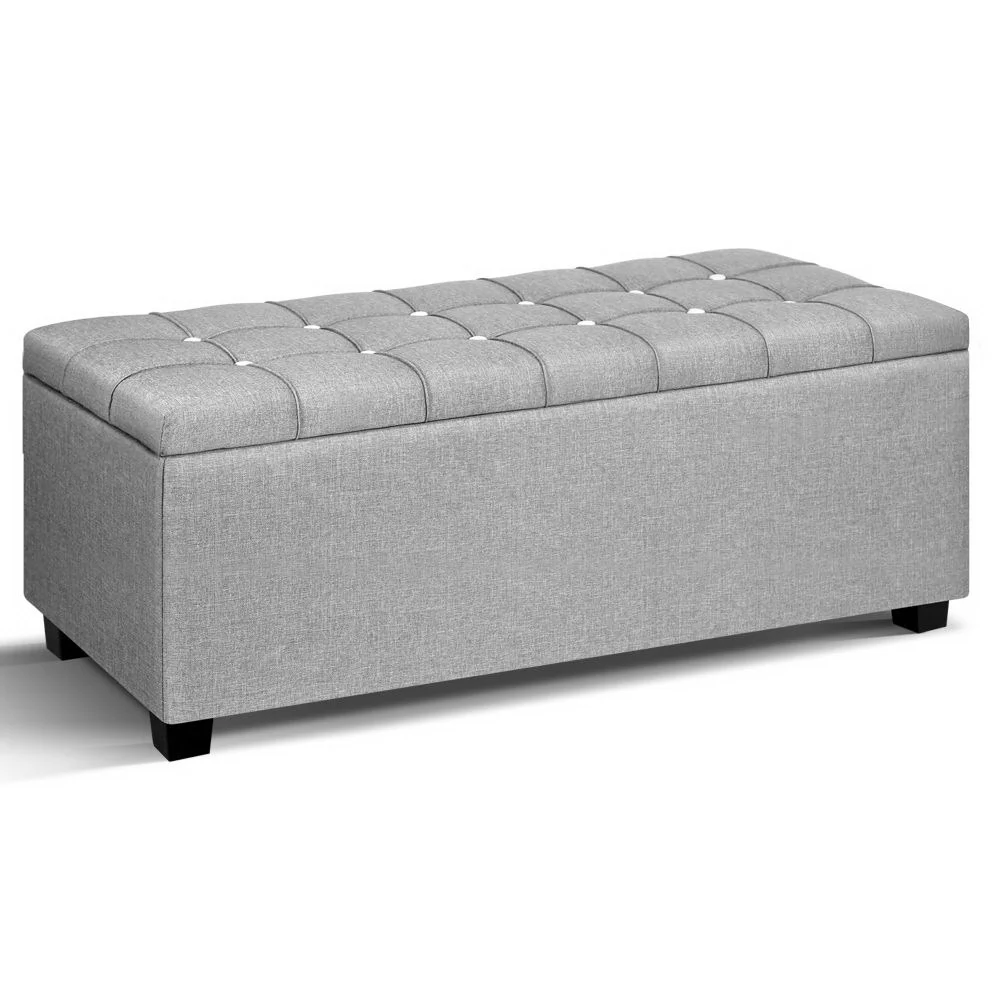 Storage Ottoman Footstool Blanket Box Foot Stool Bench Toy Seat Grey - Nurns