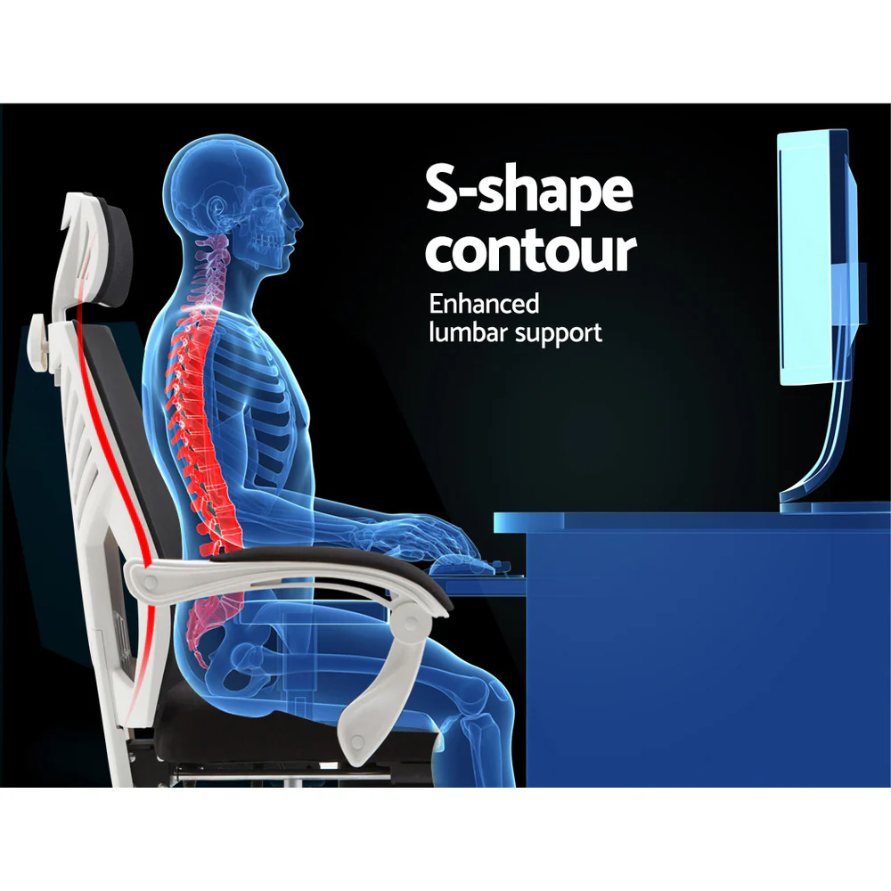 Artiss Mesh Office Chair Recliner Black White - Nurns