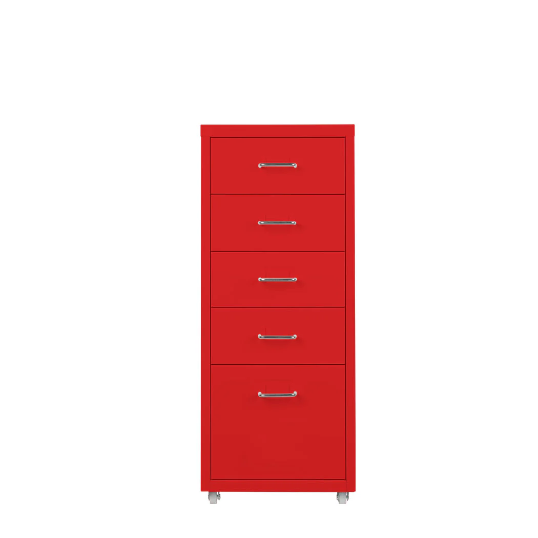Levede 5 Drawer Office Cabinet Drawers Red - Nurns
