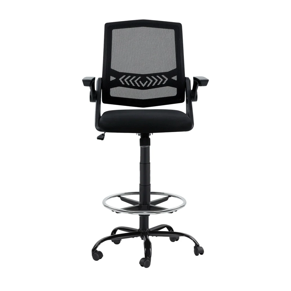 Artiss Office Chair Drafting Stool Mesh Chairs Black - Nurns