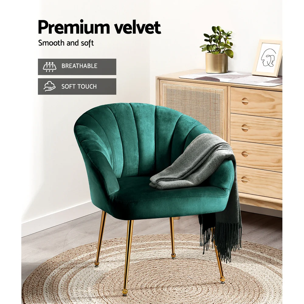 Michelle Accent Velvet Lounge Armchair - Green - Nurns