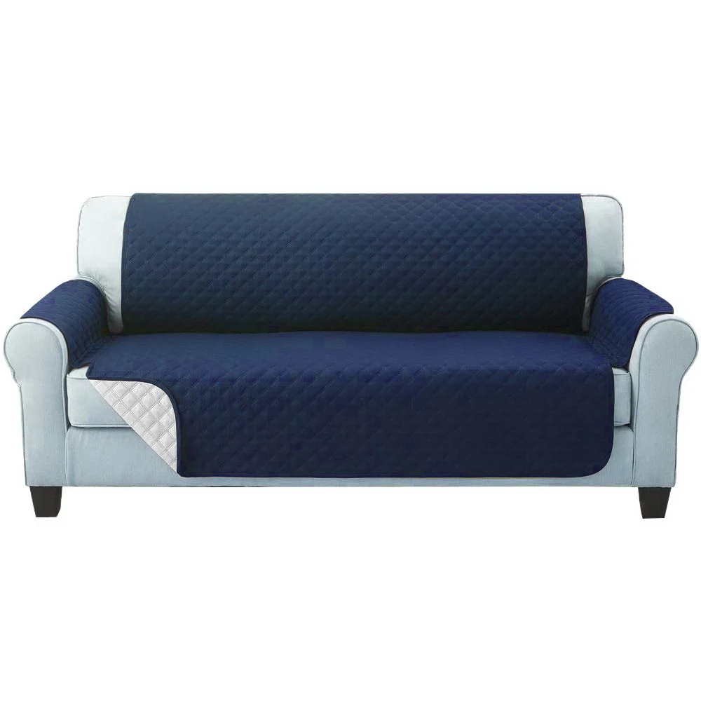 Sofa Cover Quilted Couch Covers Lounge Protector Slipcovers 3 Seater Navy - Nurns