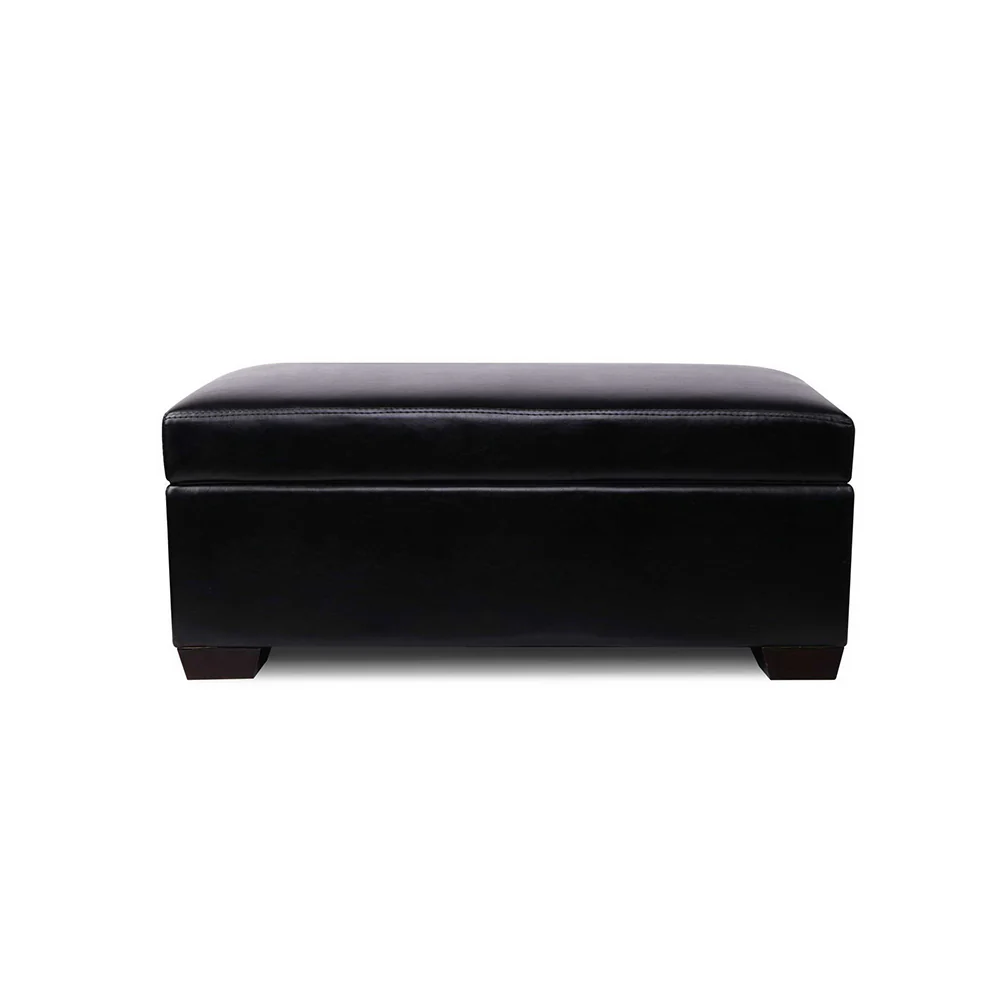 Faux PU Leather Storage Ottoman - Black - Nurns