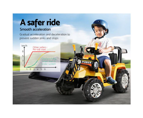 Kids Ride On Bulldozer Digger Electric Car - Yellow - Nurns