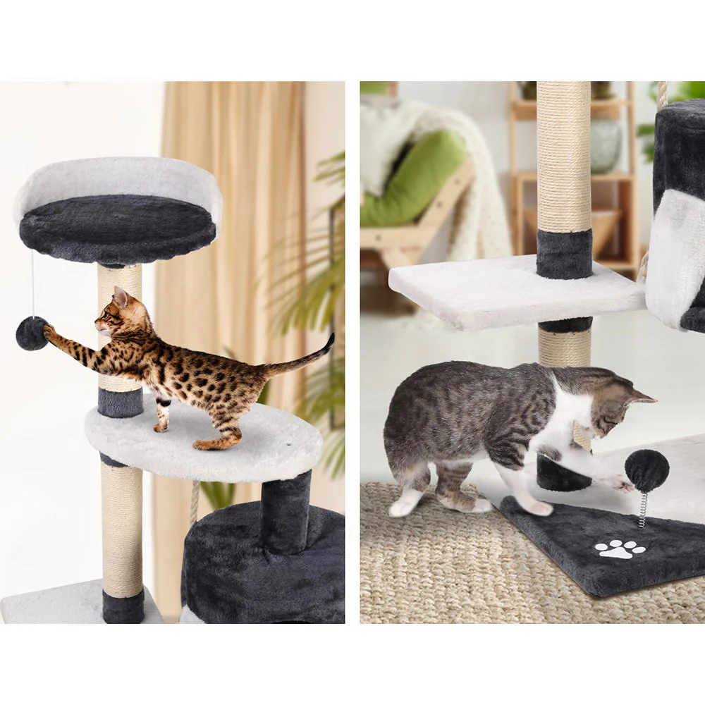 Cat Tree 112cm Trees Scratching Post Scratcher Tower Condo House Furniture Wood - Nurns