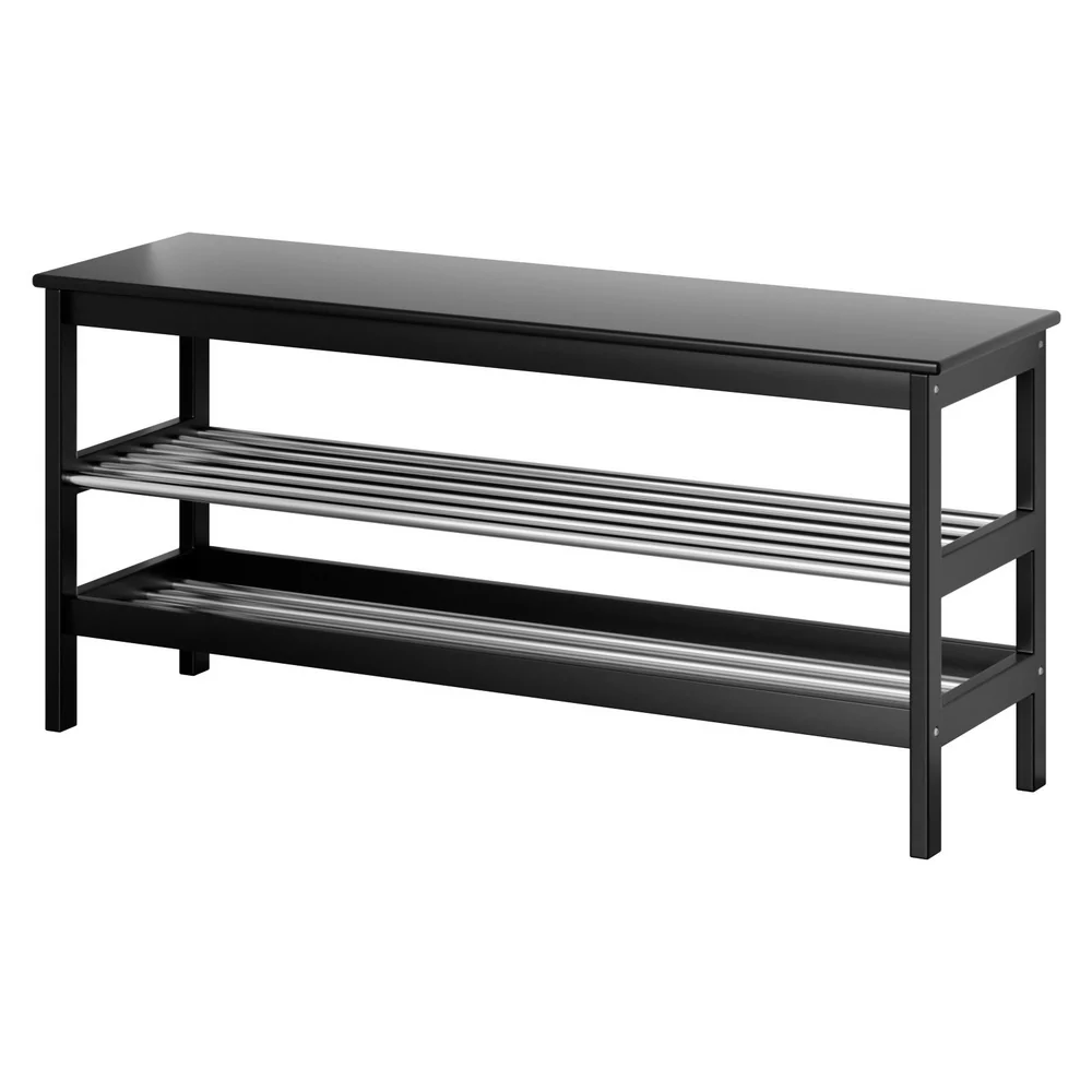 Artiss Shoe Rack Cabinet Bamboo Bench 10 Paris Black - Nurns