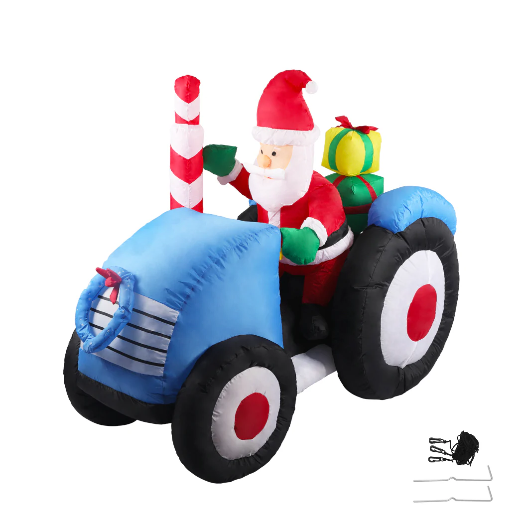 Santa Tractor Christmas Inflatable Xmas Decorations - 1.4M - Nurns