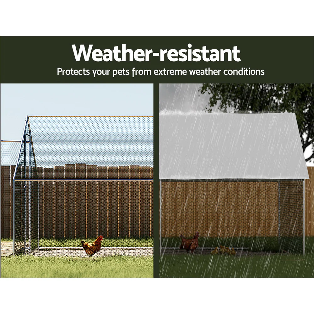 Chicken Coop Cage 3x6x2m Galvanised Steel - Nurns