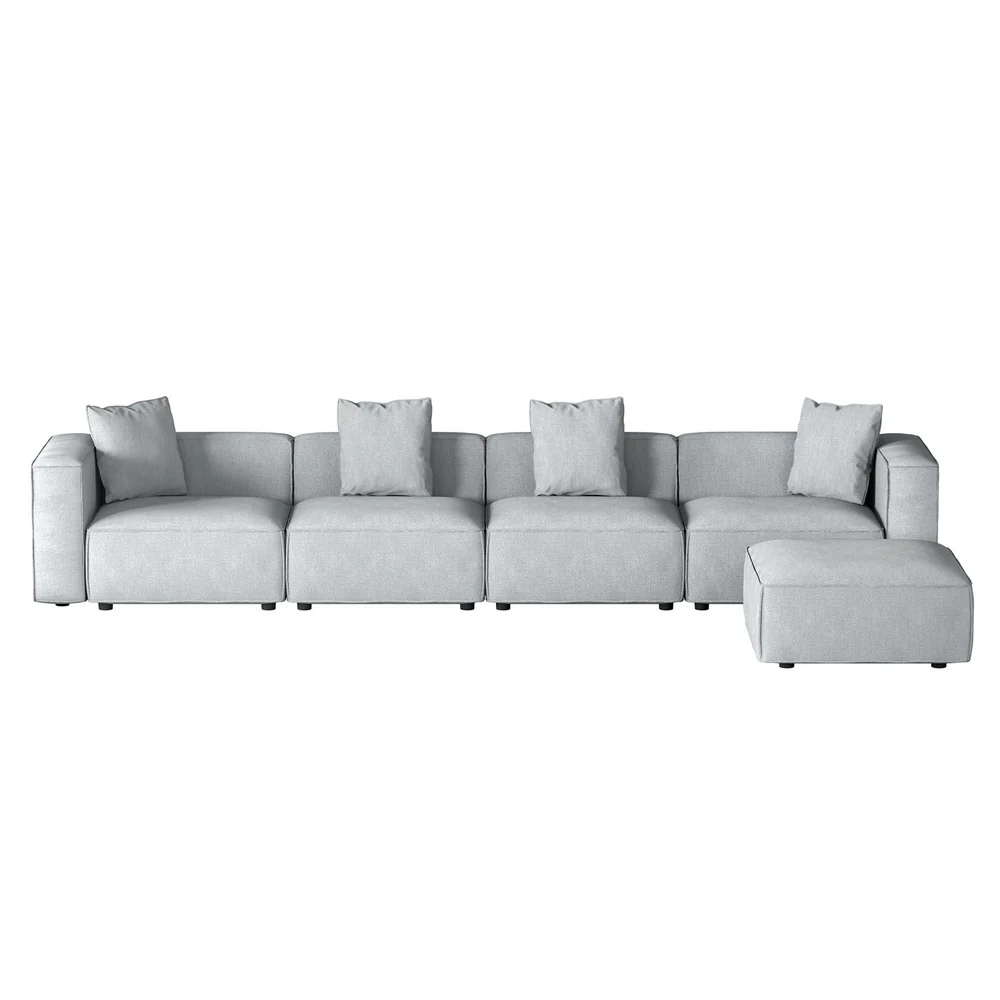 Mckenzie 5-Seater Modular Sofa Chaise Set - Grey - Nurns