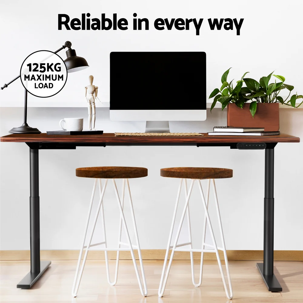 Artiss Standing Desk Motorised Electric Dual Motor Rustic Brown 140cm - Nurns