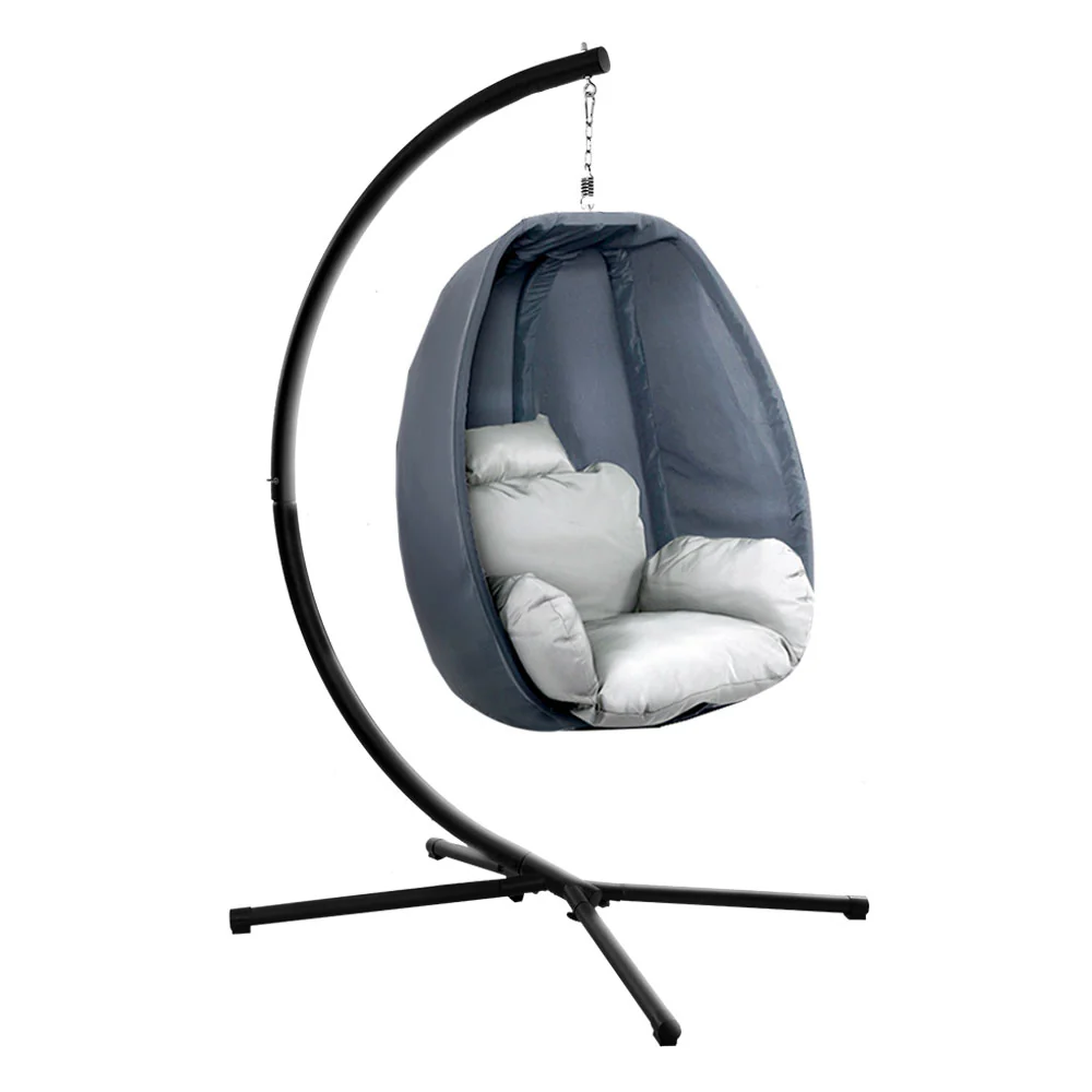 Connor Egg Swing Chair Single Hanging Pod with Stand - Grey - Nurns
