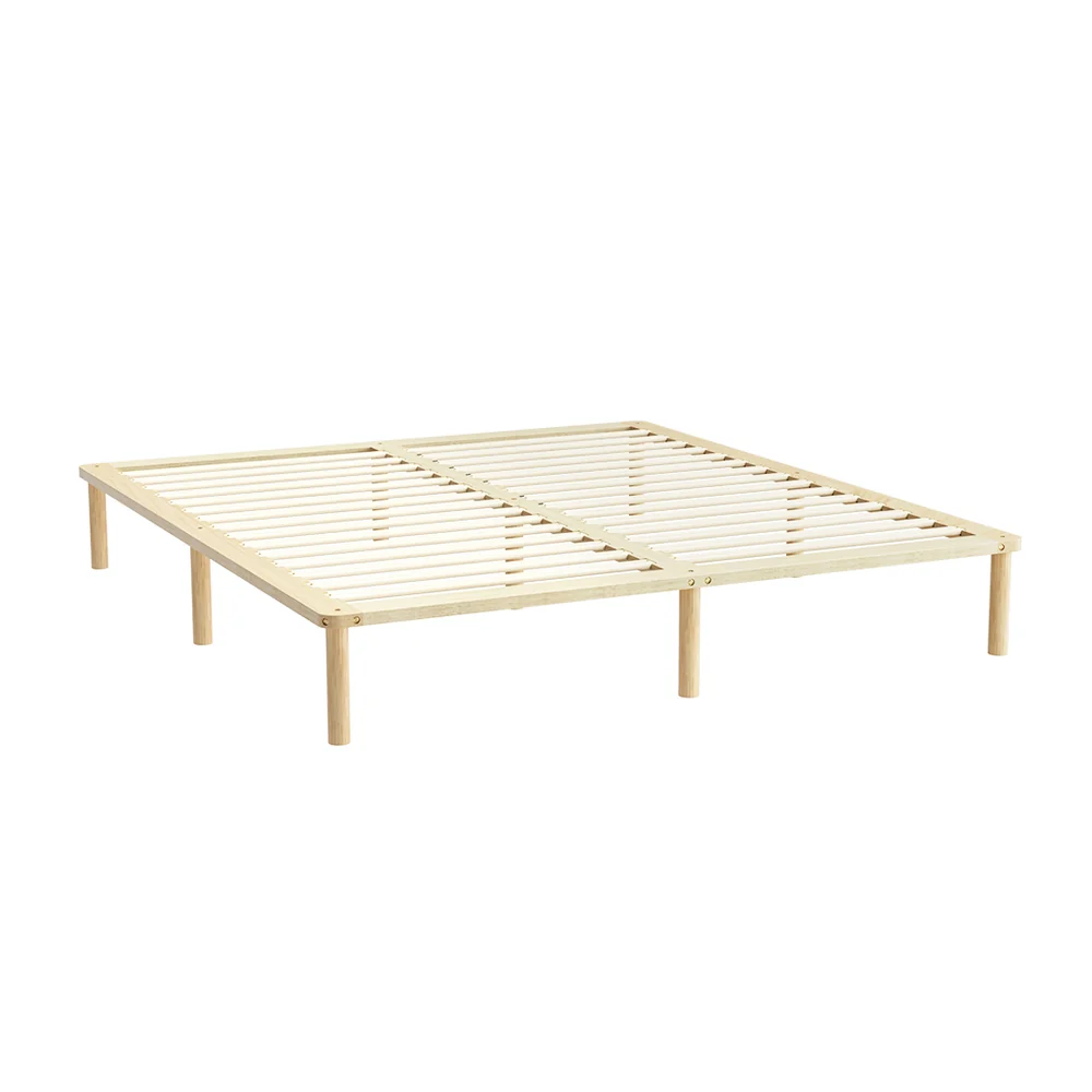 Elara Bed Frame Wooden Base Platform Timber Pine - Natural King - Nurns