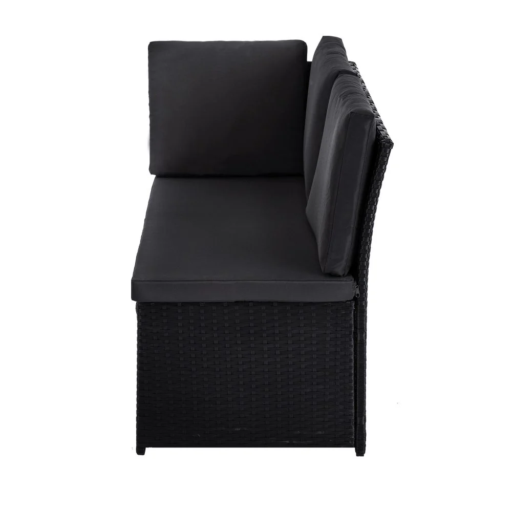 Jules 8-Seater Modular Garden Lounge with Table and Stools 6-Piece Dining Set - Black - Nurns