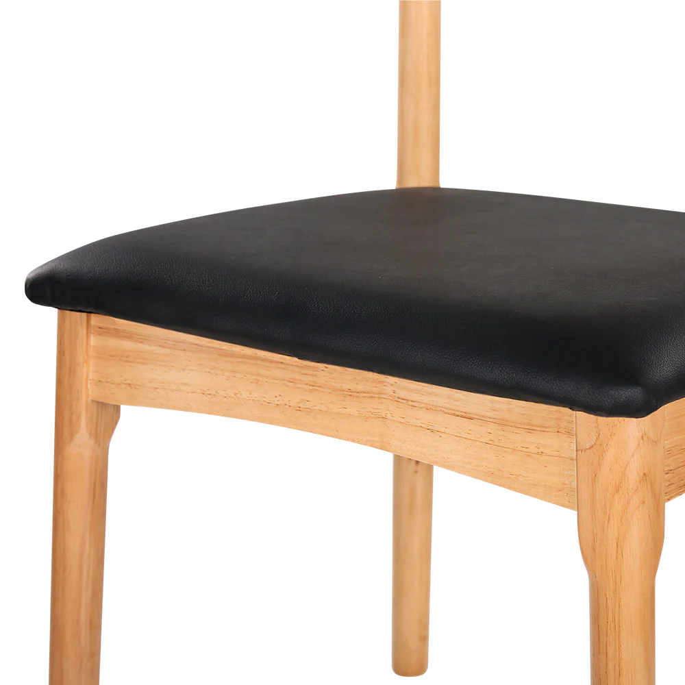 Esme Dining Chair Rubber Wood Leather Seat - Pine & Black - Nurns