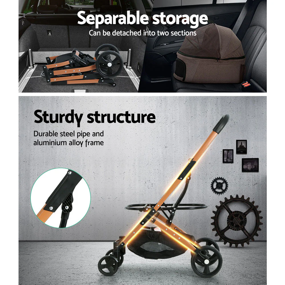 Pet Stroller Dog Pram Cat Carrier Travel Pushchair Foldable 4 Wheels Large - Nurns