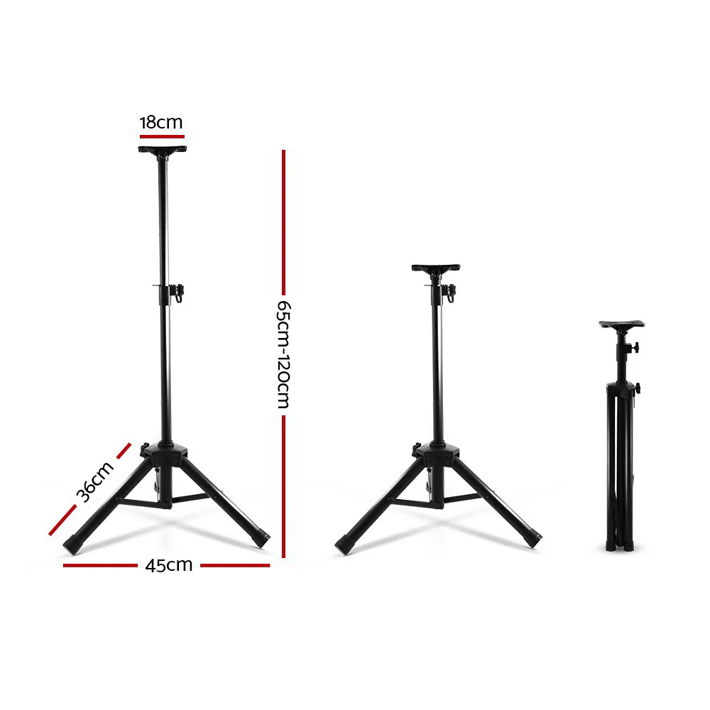 Set of 2 Adjustable 120CM Speaker Stand - Black - Nurns