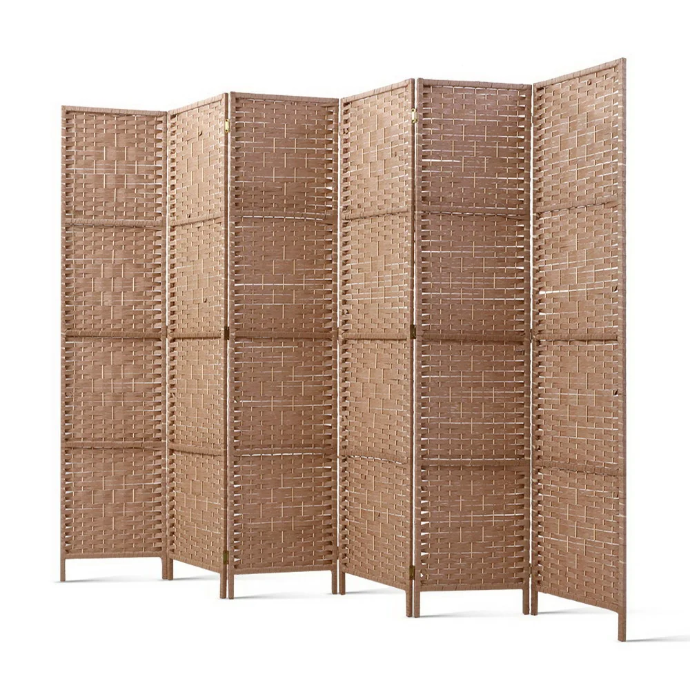 6 Panel Room Divider Screen 245x170cm Woven - Natural - Nurns