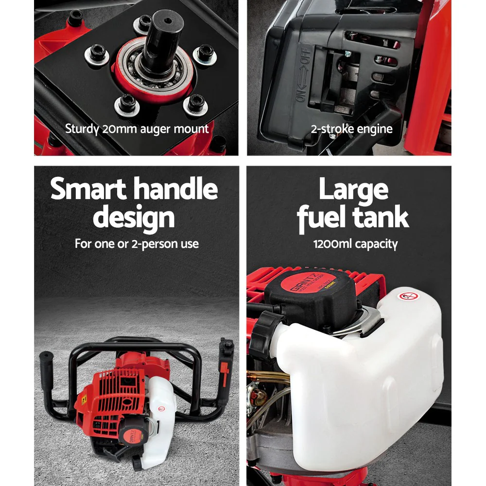 92CC Post Hole Digger Motor Only Petrol Engine Red - Nurns