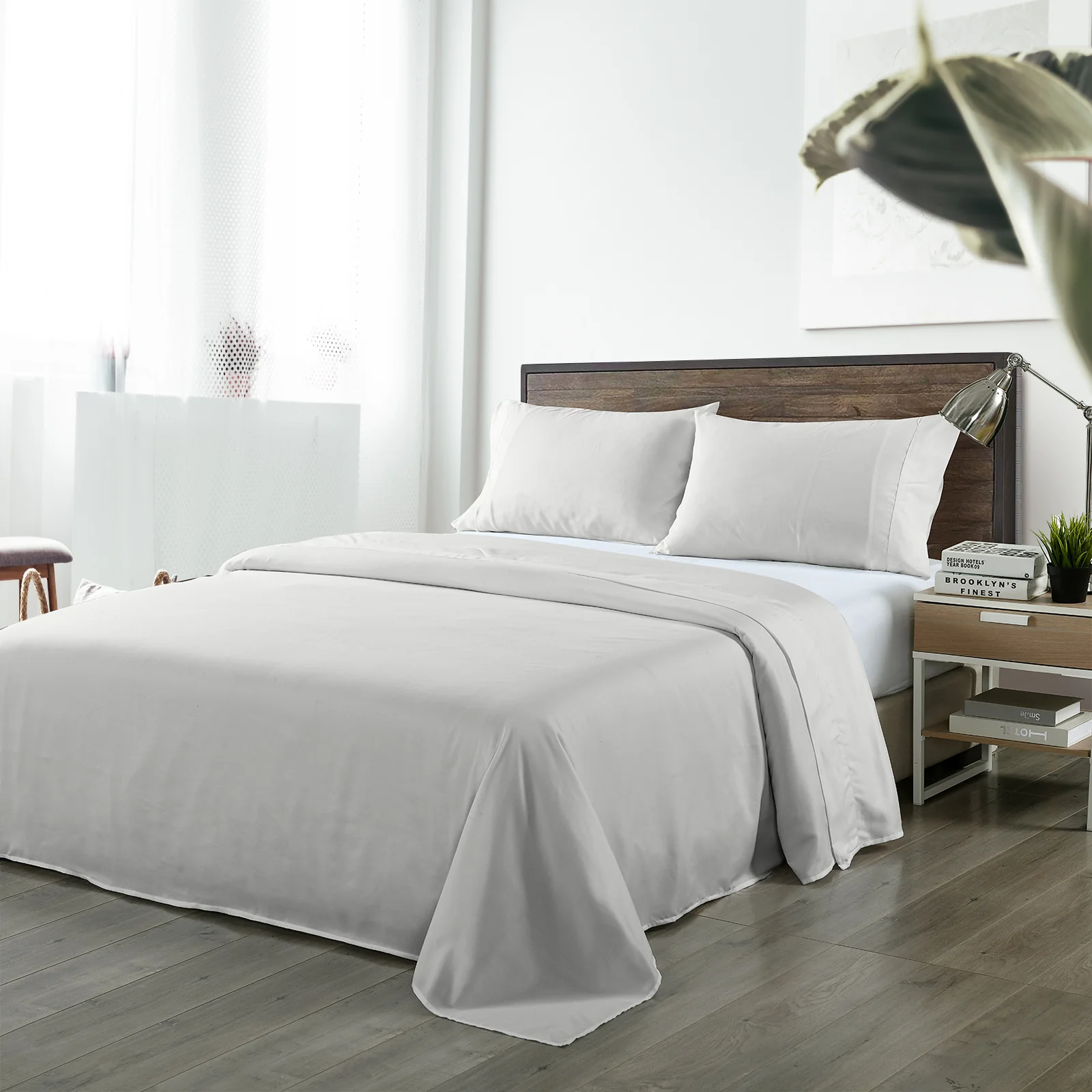 Queen Royal Comfort Blended Bamboo Sheet Set - Light Grey - Nurns