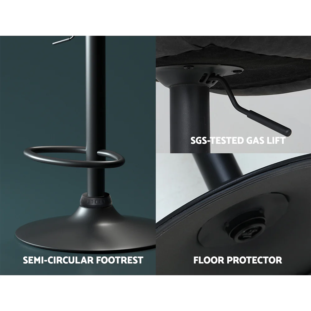 Set of 2 Barcelona Bar Stools Kitchen Stool Chairs Metal Barstool Dining Chair - Black - Nurns